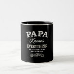 Tasse 2 Couleurs Papa Knows Everything - Funny Fathers Day<br><div class="desc">This design says,  Papa Knows Everything and if he doesn't he can make up something real fast. Great present idea for your father,  dad or grandpa in Father's Day,  Grandparents Day,  anniversary,  christmas or thanksgiving.</div>