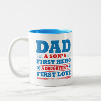 Tasse 2 Couleurs Papa, le premier héros d'un fils, le premier amour