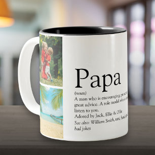 Tasse 2 Couleurs Papa, Papa, Père Définition 4 Collage photo
