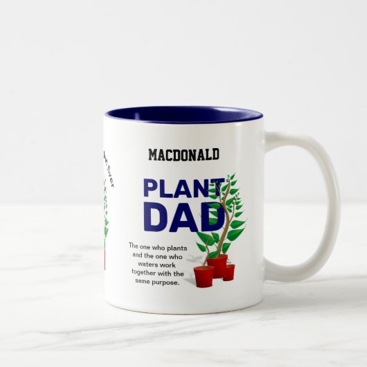 Tasse 2 Couleurs Papa plante personnalisé (Droit)