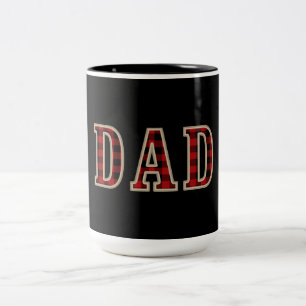 Tasse 2 Couleurs Papa Rouge Rustique Carrés Vichy Noir Buffalo