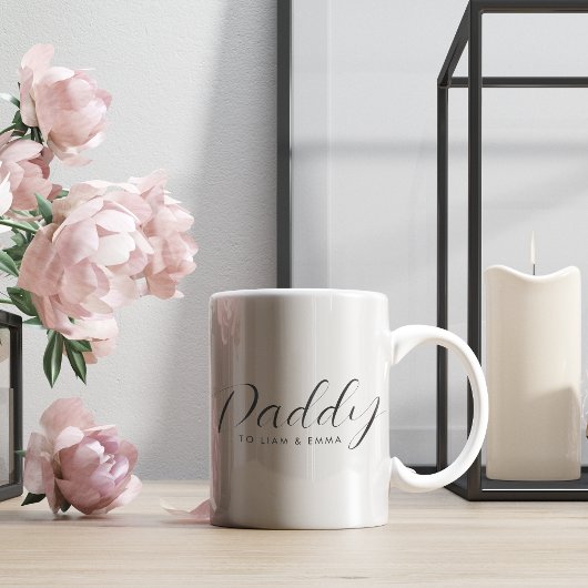 Tasse 2 Couleurs Papa | Script pour les noms d'enfants sur la Fête 