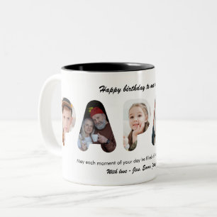Tasse 2 Couleurs Papaw Collage de Photos Personnalisé Grand-père