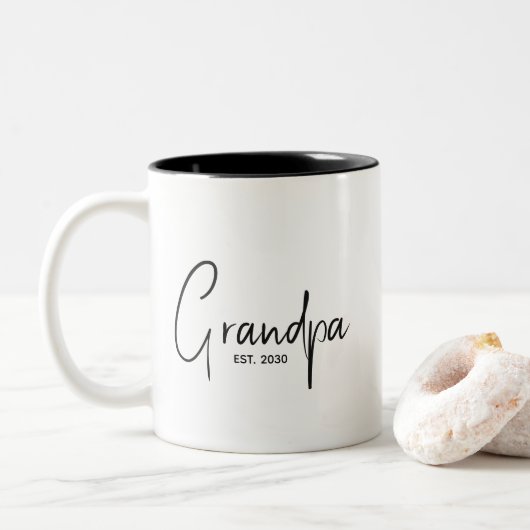 Tasse 2 Couleurs Papi a fondé un nouveau cadeau pour papi (Avec donut)