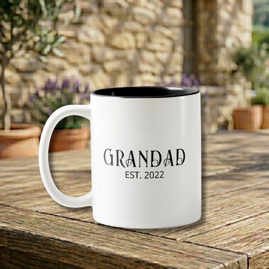 Tasse 2 Couleurs Papi moderne établi écriture noire 