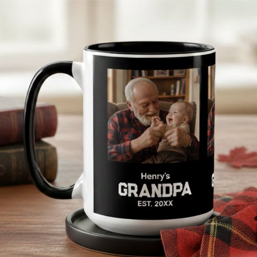 Tasse 2 Couleurs Papi Moderne Établissement Année de Création Nom P