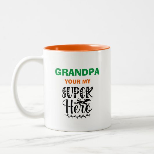 Tasse 2 Couleurs Papi vous êtes mon super-héros (Gauche)