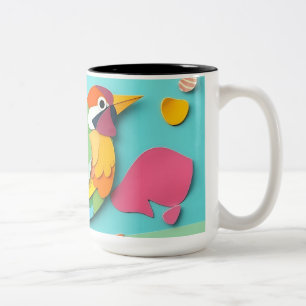 Tasse 2 Couleurs Papier coloré Collage Oiseau