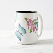 Tasse 2 Couleurs Papillon aquarelle et fleurs (Devant droit)