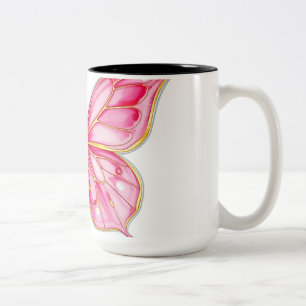 Tasse 2 Couleurs Papillon Aquarelle rose et or