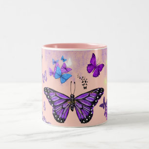 Tasse 2 Couleurs Papillon coloré Art avec nature d'aile vibrante