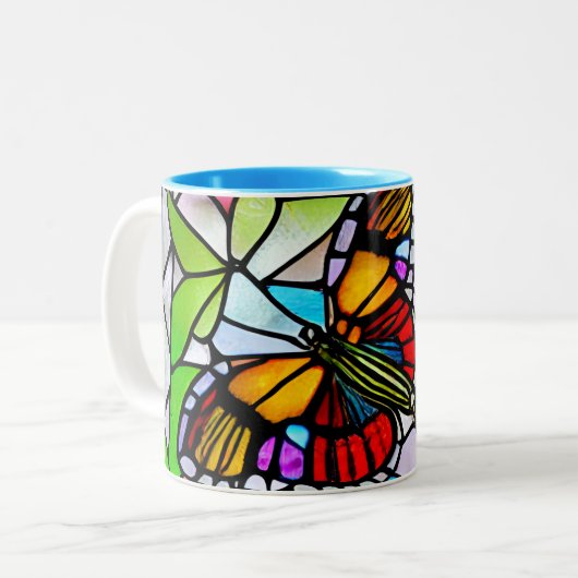 Tasse 2 Couleurs Papillon de la fête des mères (Devant gauche)