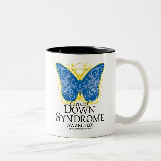 Tasse 2 Couleurs Papillon de syndrome de Down (Droit)