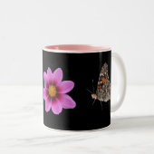 Tasse 2 Couleurs Papillon et Fleur rose (Devant droit)