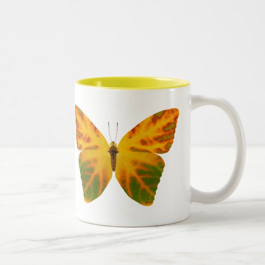 Tasse 2 Couleurs Papillon feuille Aspen 1 (Droit)