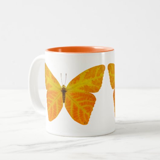 Tasse 2 Couleurs Papillon feuille Aspen 3 (Devant gauche)