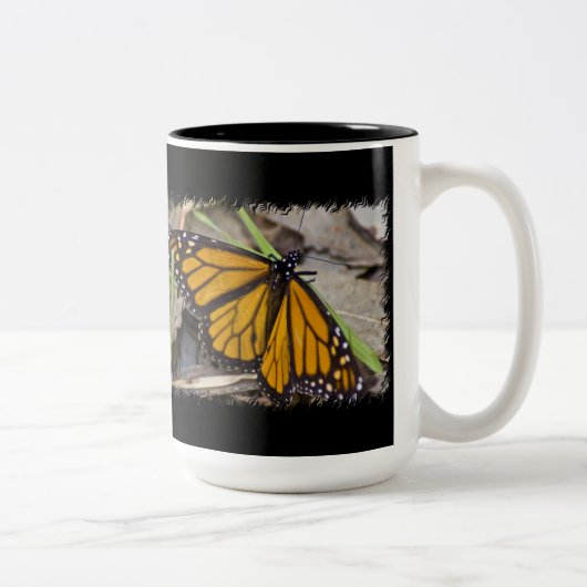Tasse 2 Couleurs Papillon Monarque sur Noir (Droit)