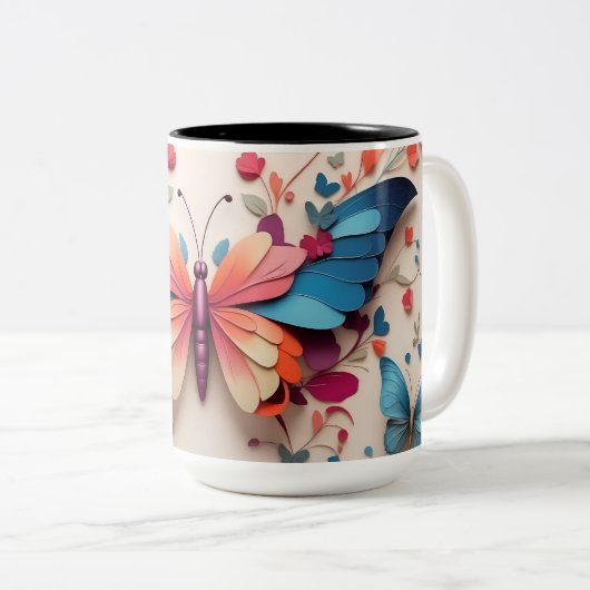 Tasse 2 Couleurs Papillon mou (Devant droit)