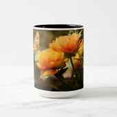 Tasse 2 Couleurs Papillon orange et fleurs (Centre)
