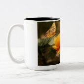Tasse 2 Couleurs Papillon orange et fleurs (Gauche)