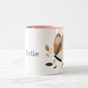 Tasse 2 Couleurs Papillon orange gris pâle