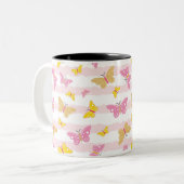 Tasse 2 Couleurs Papillon rose et or (Devant gauche)