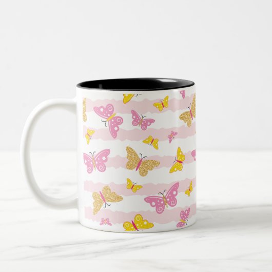 Tasse 2 Couleurs Papillon rose et or (Gauche)