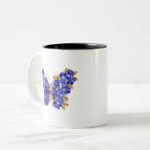 Tasse 2 Couleurs Papillon saphir à fleurs (Devant gauche)