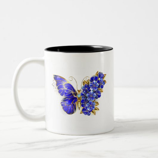 Tasse 2 Couleurs Papillon saphir à fleurs (Gauche)