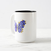 Tasse 2 Couleurs Papillon Saphir Fleur (Devant gauche)