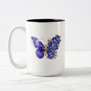 Tasse 2 Couleurs Papillon Saphir Fleur