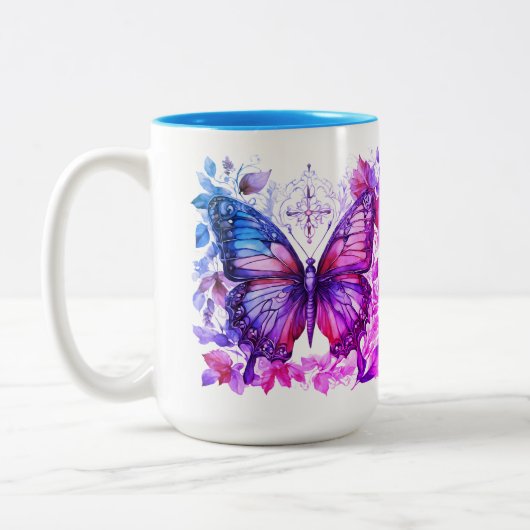 Tasse 2 Couleurs Papillon violet bleu rose Saint-Croix (Gauche)
