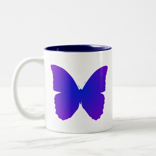 Tasse 2 Couleurs Papillon Violet et Bleu (Gauche)