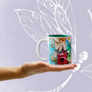 Tasse 2 Couleurs Papillon Woodsy sur les fleurs