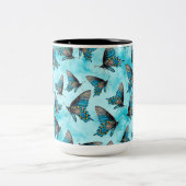 Tasse 2 Couleurs Papillons à queue noire de Pipevine Aqua Nuages (Centre)