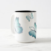 Tasse 2 Couleurs Papillons bleu aquarelle (Devant gauche)