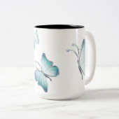 Tasse 2 Couleurs Papillons bleu aquarelle (Devant droit)