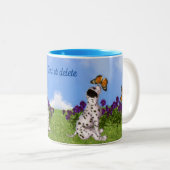 Tasse 2 Couleurs Papillons de chiot dalmate Chien Art Personnalisé (Devant droit)