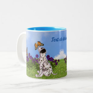 Tasse 2 Couleurs Papillons de chiot dalmate Chien Art Personnalisé
