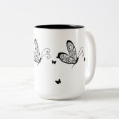 Tasse 2 Couleurs Papillons en dentelle noire 1 (Devant droit)