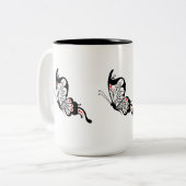 Tasse 2 Couleurs Papillons en dentelle noire 2 (Devant gauche)