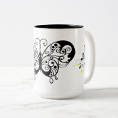Tasse 2 Couleurs Papillons en dentelle noire 3 (Devant droit)