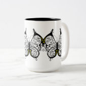 Tasse 2 Couleurs Papillons en dentelle noire 5 (Devant droit)