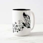 Tasse 2 Couleurs Papillons en dentelle noire 8 (Devant droit)