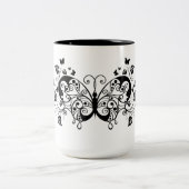 Tasse 2 Couleurs Papillons en dentelle noire 9 (Centre)