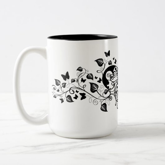 Tasse 2 Couleurs Papillons en dentelle noire 9 (Gauche)