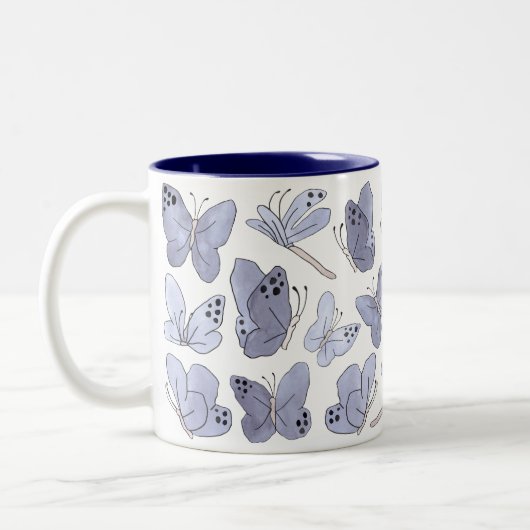 Tasse 2 Couleurs Papillons et libellules Aquarelle mignonne (Gauche)