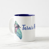Tasse 2 Couleurs Papillons exotiques bleu rose Motif (Devant gauche)