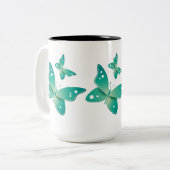 Tasse 2 Couleurs Papillons verts (Devant gauche)