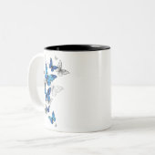 Tasse 2 Couleurs Papillons volants bleus Morpho (Devant gauche)
